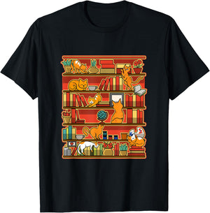Kittens, Cats, Art, Library and Books Funny Gift T-Shirt - T-Shirt | Black