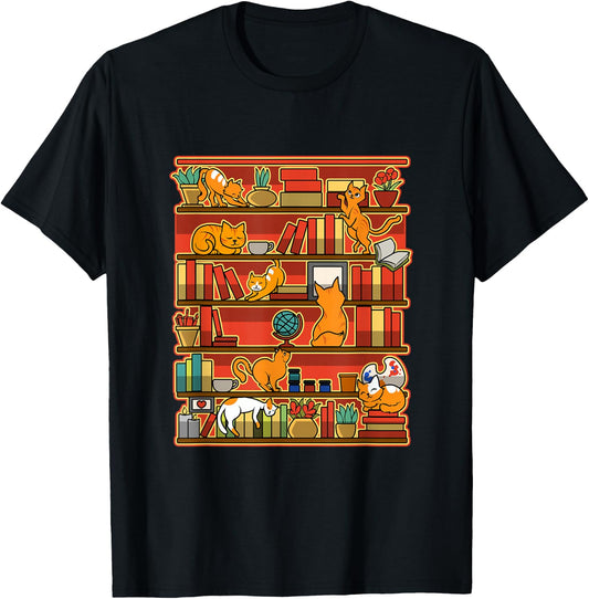 Kittens, Cats, Art, Library and Books Funny Gift T-Shirt - T-Shirt | Black