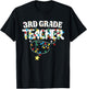 3rd Grade Teacher Christmas Lights Third Grade Teacher Squad T-Shirt - T-Shirt | Black