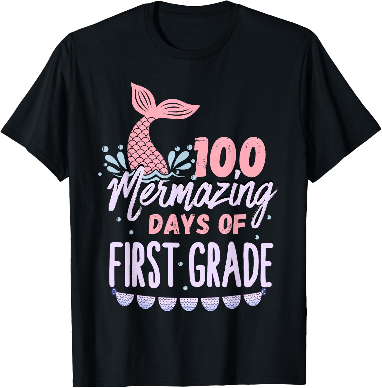 100 Mermazing Days Of 1st Grade 100th Day Of School Mermaid T-Shirt - T-Shirt | Black
