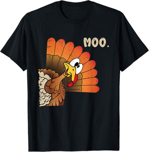 Funny Thanksgiving Cute Turkey Moo I'm A Cow Men Women Kids T-Shirt - T-Shirt | Black