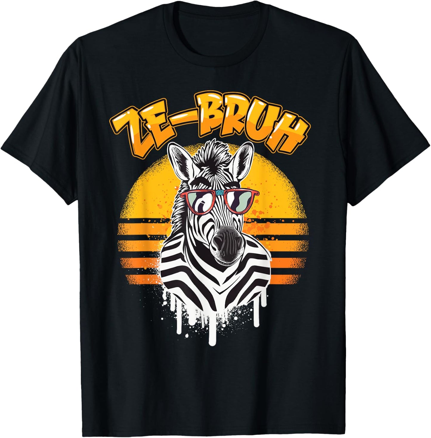 Zebra Bro AKA. Ze-bruh - Funny Zebra Design T-Shirt - T-Shirt | Black