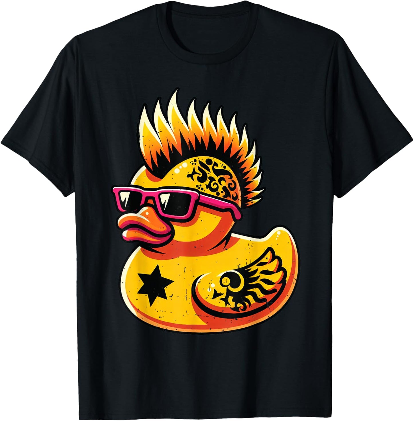 Mohawk Rubber Duck Punk Rocker Toddler Boys Kid Men T-Shirt - T-Shirt | Black