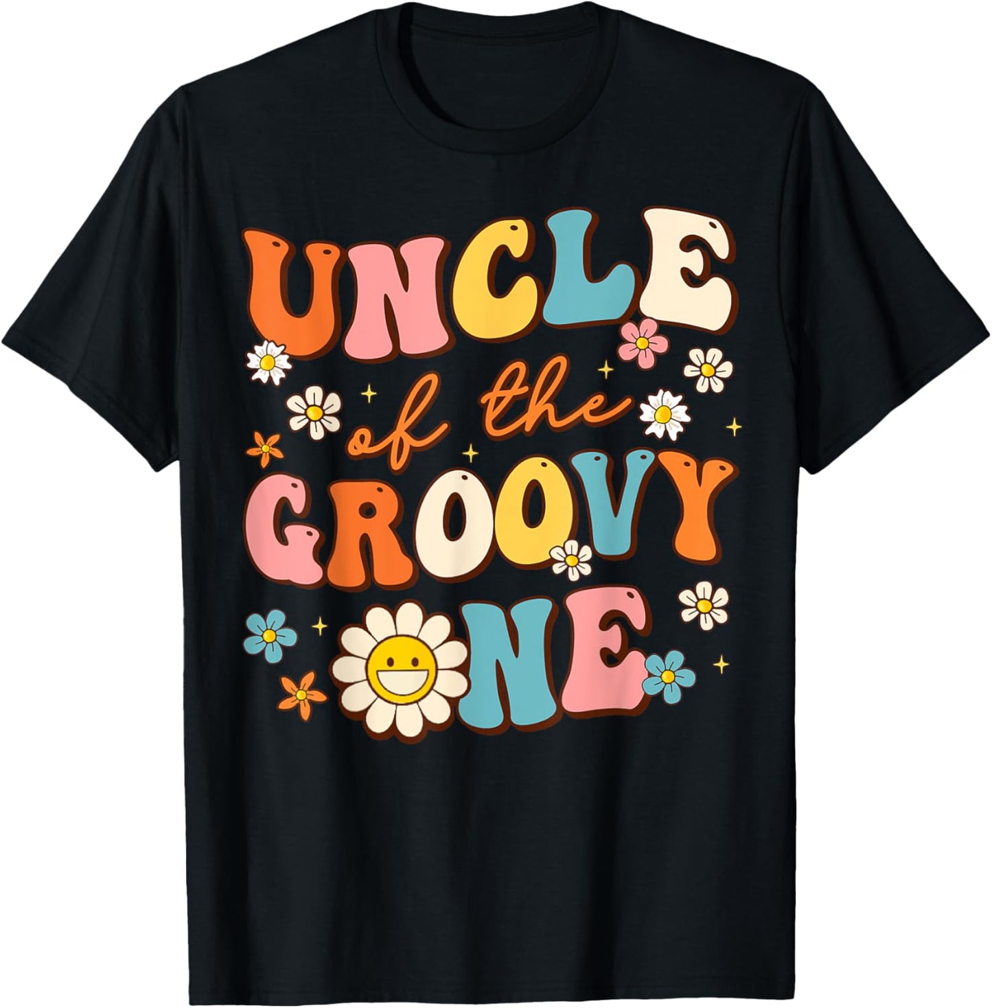 Uncle of The Groovy One 1st Birthday Pregnancy Announcement T-Shirt - T-Shirt | Black