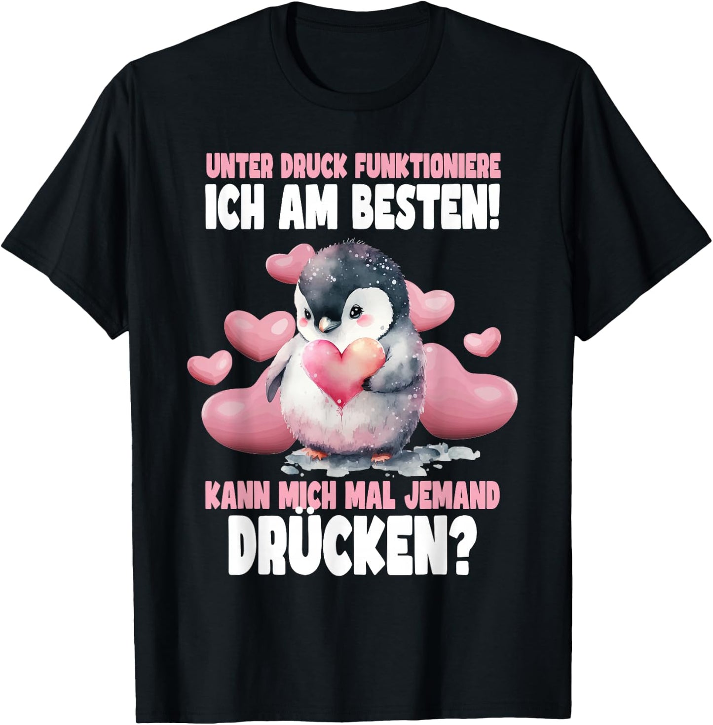 Pinguin Pinguine für Kinder, Damen & Mädchen in Schwarz, Größe S, , Kurzarm, Klassisch geschnitten, Hochwertige Verarbeitung, Pinguin Theme, Weihnachten, Geburtstag T-Shirt - T-Shirt | Black