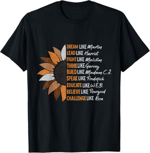 Vintage Black History Month Sunflower Dream Like Martin Gift T-Shirt - T-Shirt | Black