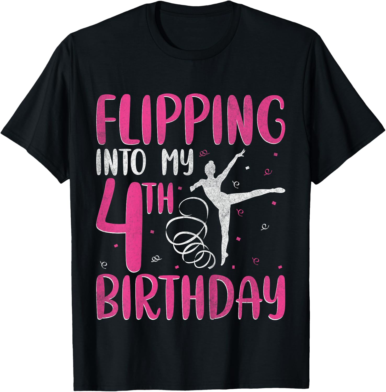 Gymnast Flipping Into 4th Birthday Gymnastics 4 Years Old T-Shirt - T-Shirt | Black