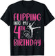 Gymnast Flipping Into 4th Birthday Gymnastics 4 Years Old T-Shirt - T-Shirt | Black