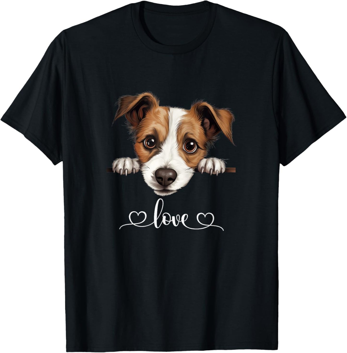 Cute Dog Graphic Love Puppy Jack Russell Terrier Dog T-Shirt - T-Shirt | Black