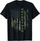 Vintage USA American Camo Flag Proud Hockey Dad Silhouette T-Shirt - T-Shirt | Black