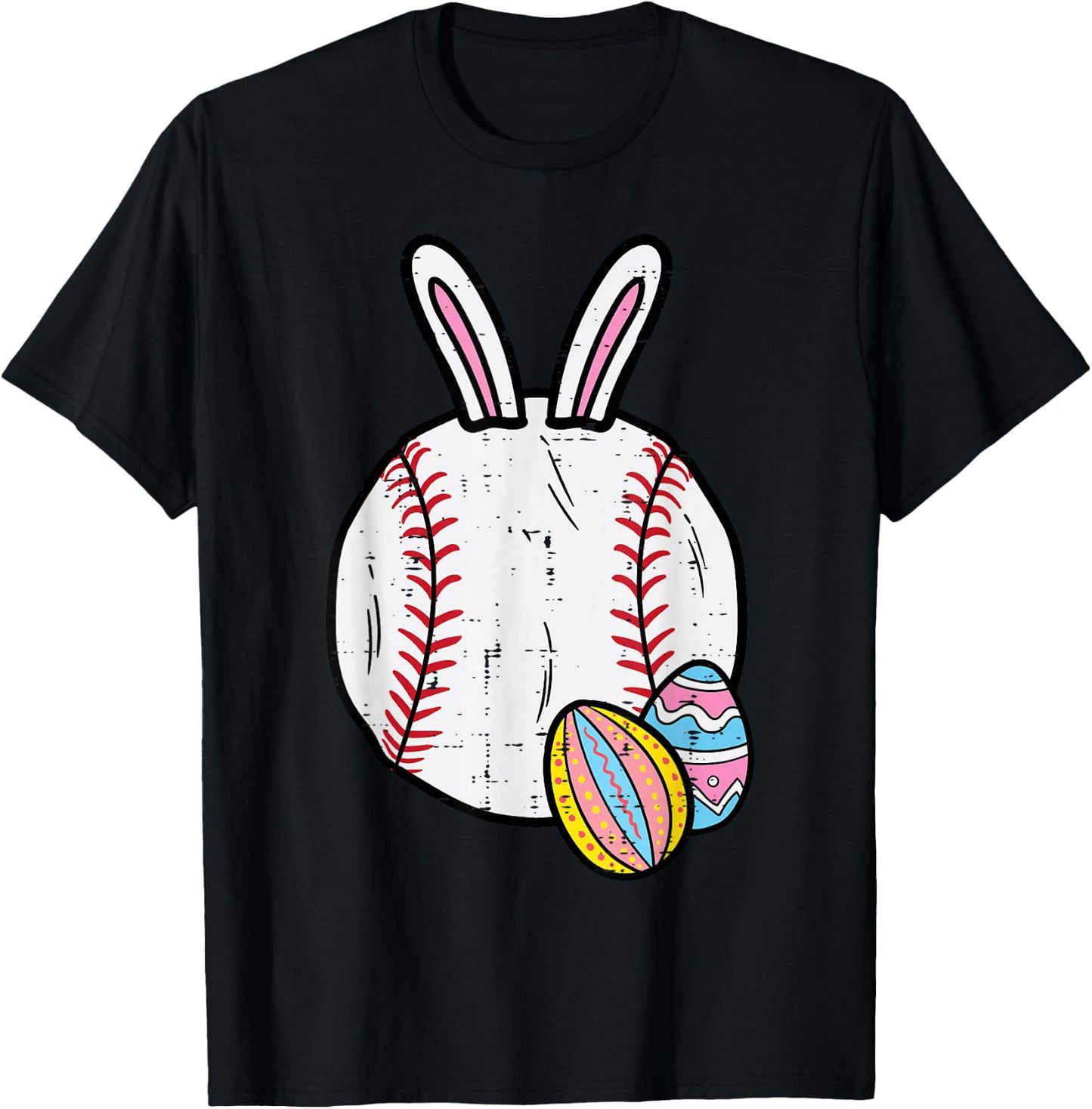 Easter Baseball Bunny Sports Men Boys Kids Toddler Youth T-Shirt - T-Shirt | Black