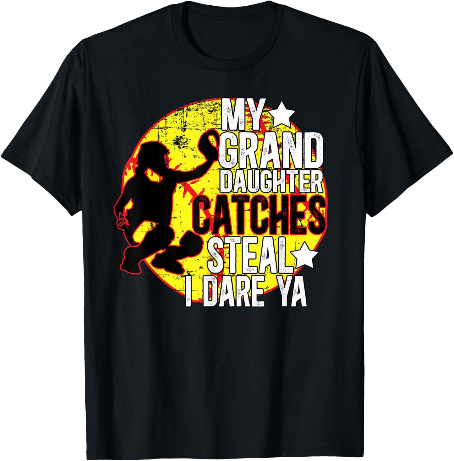My Granddaughter Catches Softball Catcher Grandma T-Shirt - T-Shirt | Black