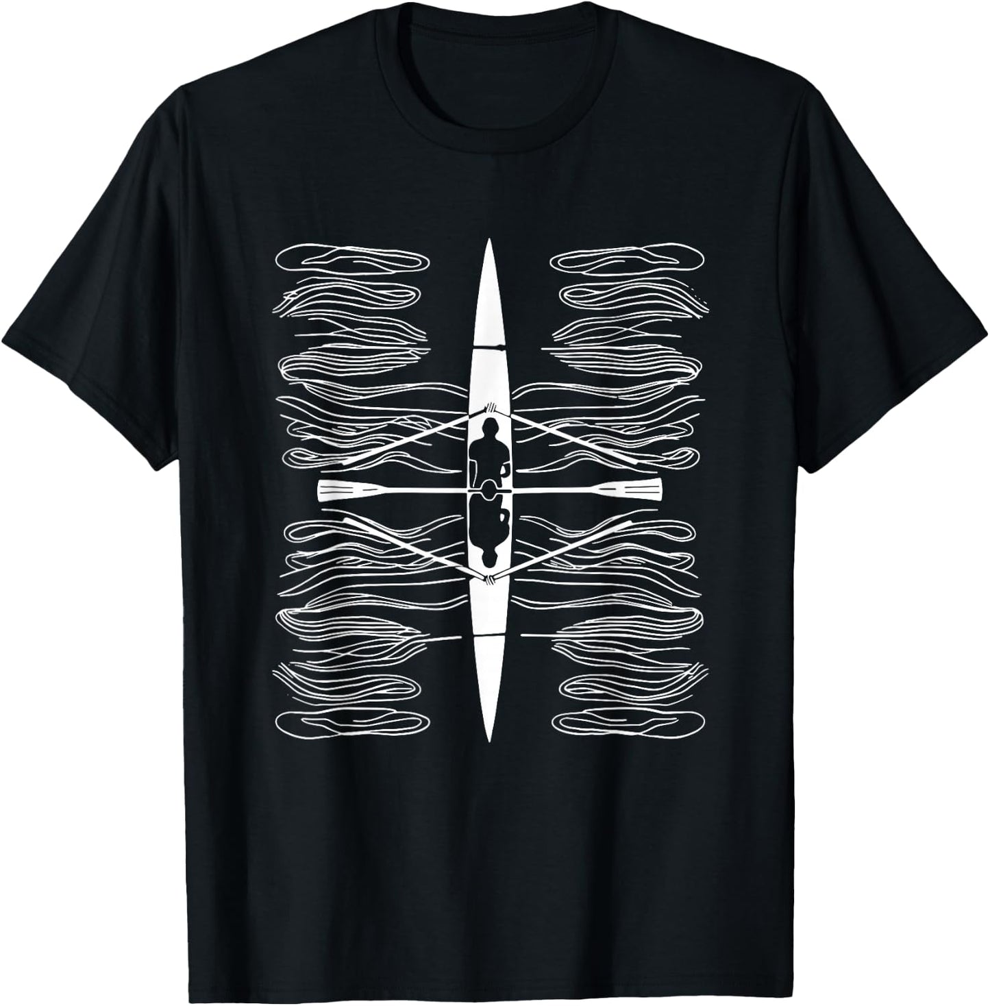 Rowing Drawing Rowing Sports , black T-Shirt - T-Shirt | Black