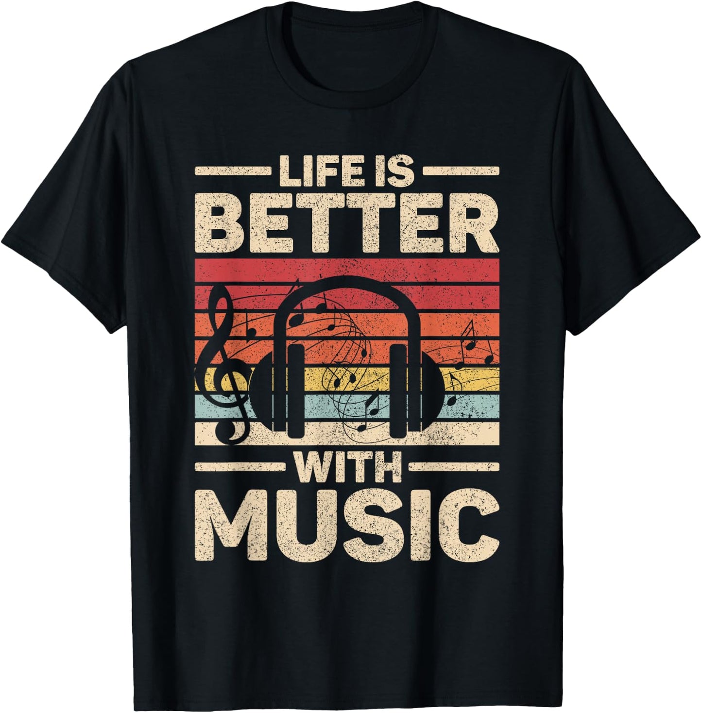 Life is Better with Music Lover Musician Outfit EDM Music DJ T-Shirt - T-Shirt | Black