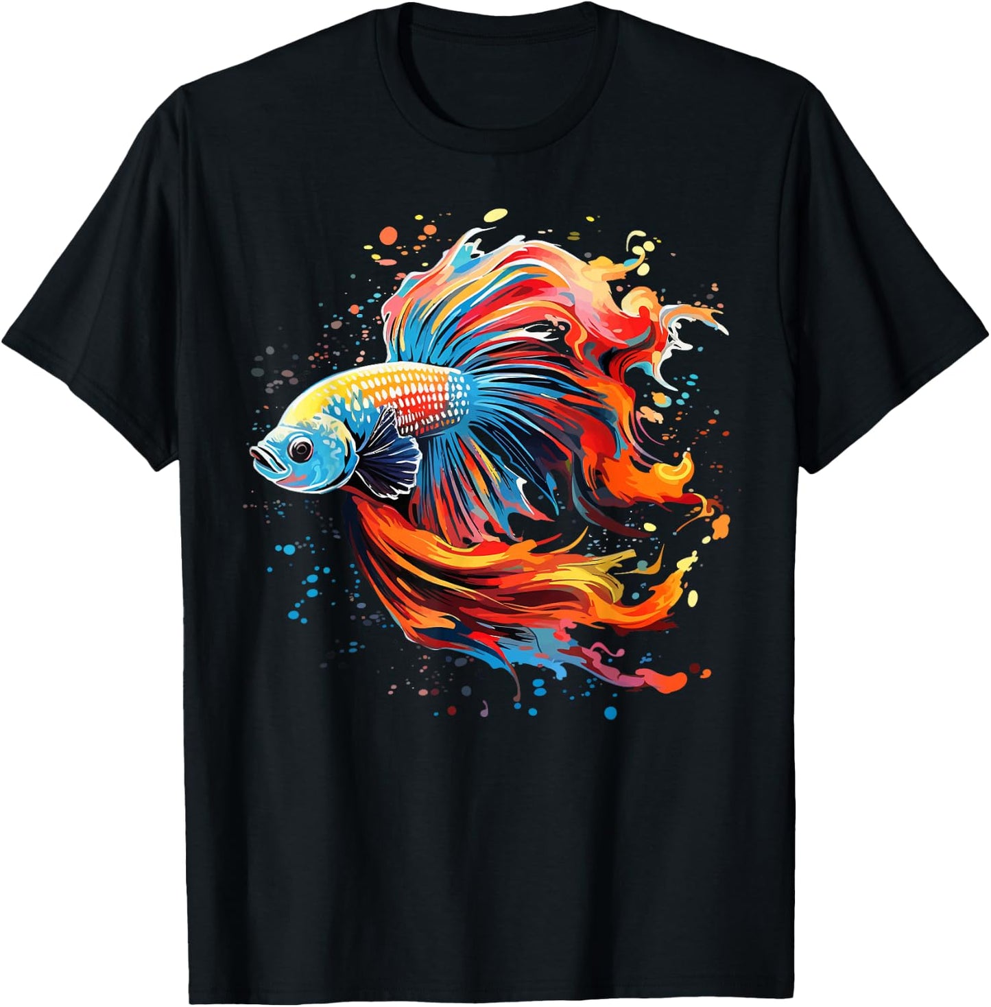 Colorful Betta Fish Lover Splash Art Betta Fighting Fish T-Shirt - T-Shirt | Black