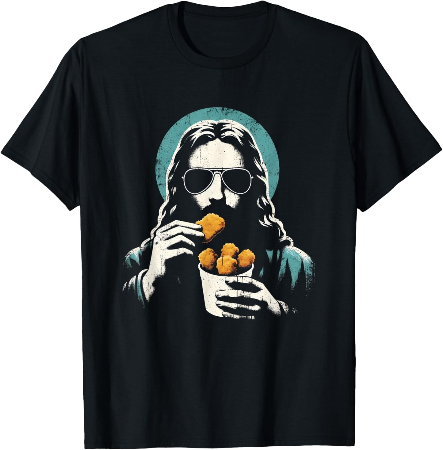 Jesus Chicken Nuggets - Funny Christian Religious Nug Lover T-Shirt - T-Shirt | Black