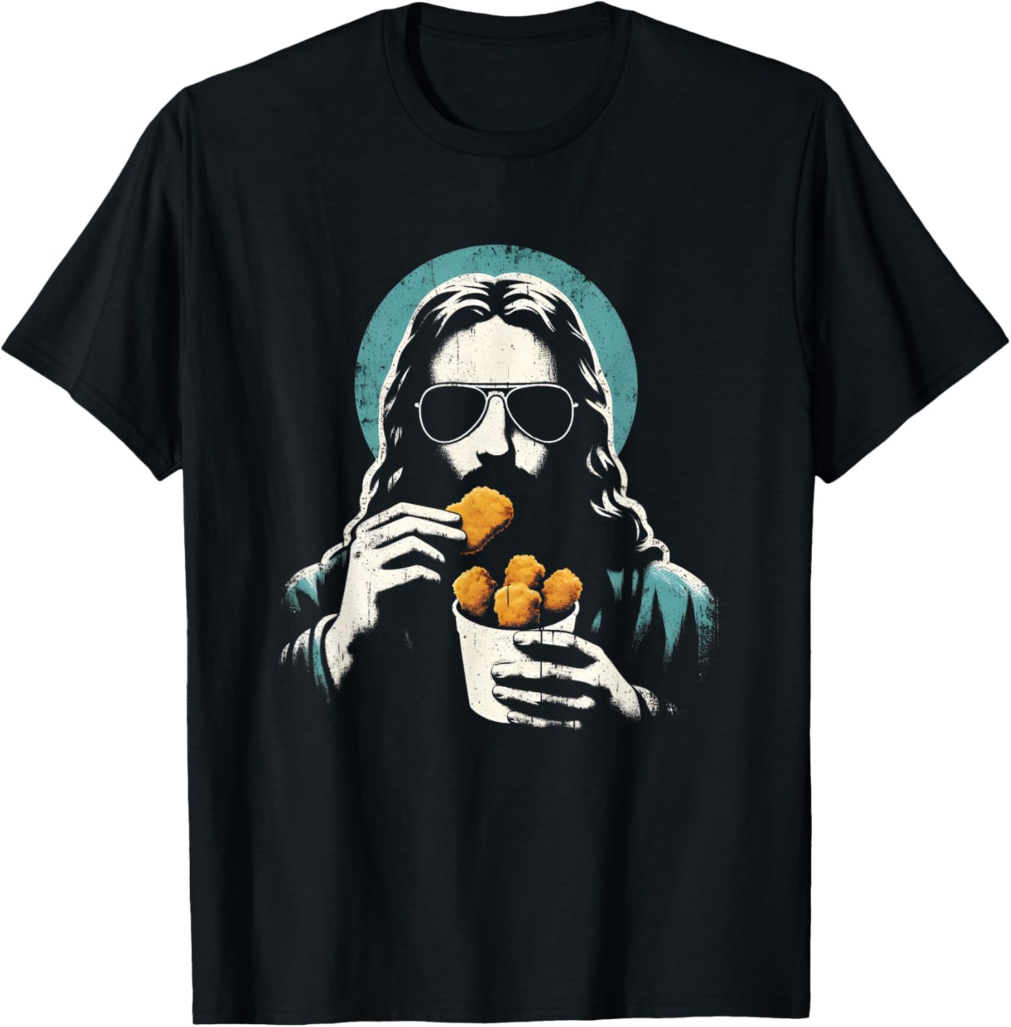 Jesus Chicken Nuggets - Funny Christian Religious Nug Lover T-Shirt - T-Shirt | Black