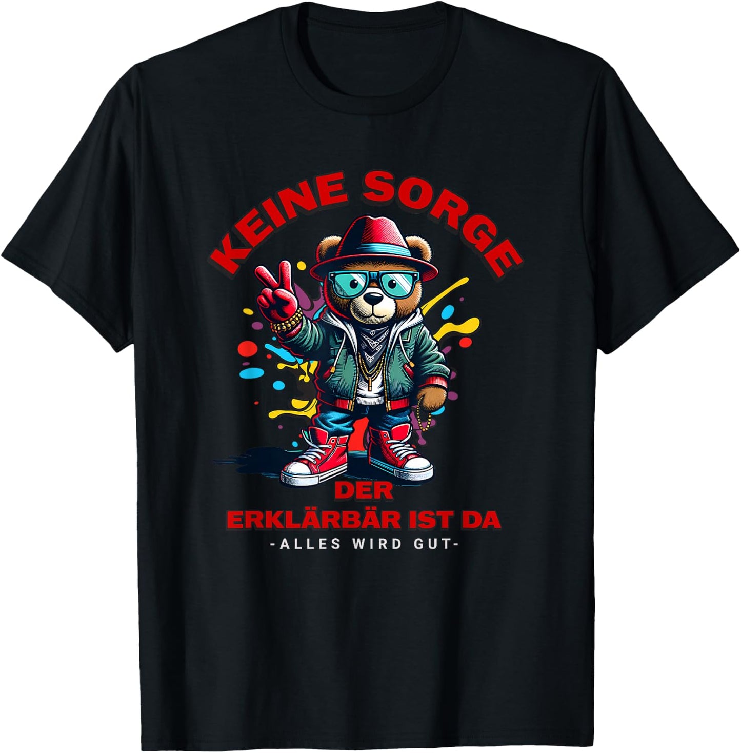 Erklärbär ist da Motiv, Erklärbär im Einsatz T-Shirt - T-Shirt | Black