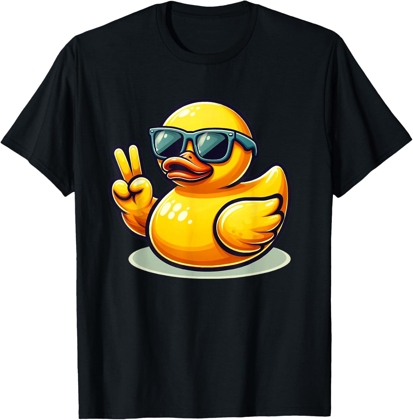 Cool Retro Yellow Rubber Duck in 70s 80s 90s Duck Lover T-Shirt - T-Shirt | Black