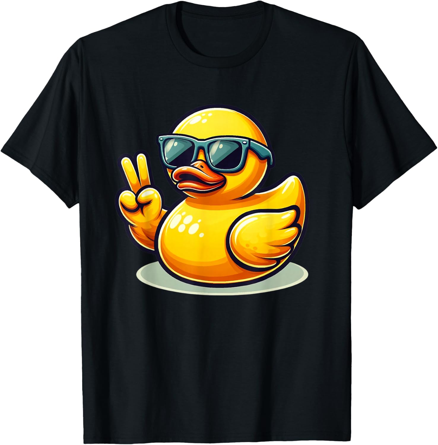 Cool Retro Yellow Rubber Duck in 70s 80s 90s Duck Lover T-Shirt - T-Shirt | Black