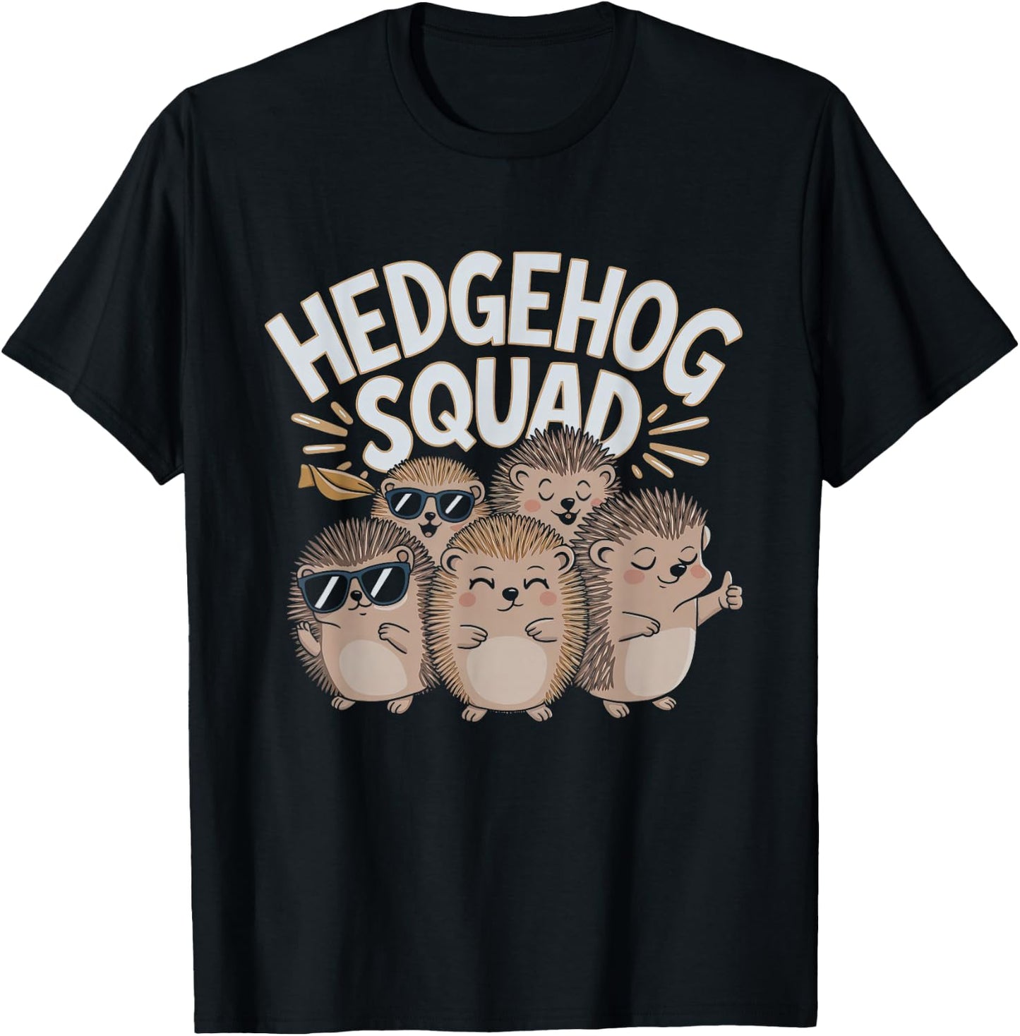 Funny Hedgehog Squad Design T-Shirt - T-Shirt | Black