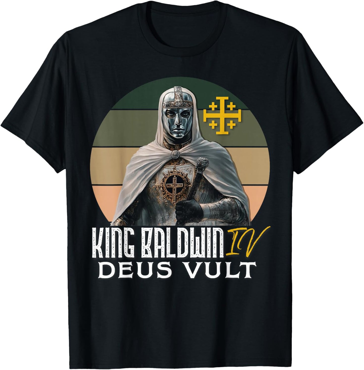 King Baldwin IV Jerusalem Cross Catholic T-Shirt - T-Shirt | Black