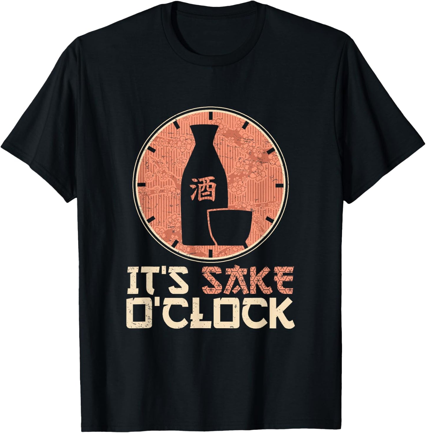 Japanese Sake O'Clock Funny Rice Wine T-Shirt - T-Shirt | Black