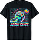 80s Vaporwave Jesus Saves Water Polo T-Shirt - T-Shirt | Black