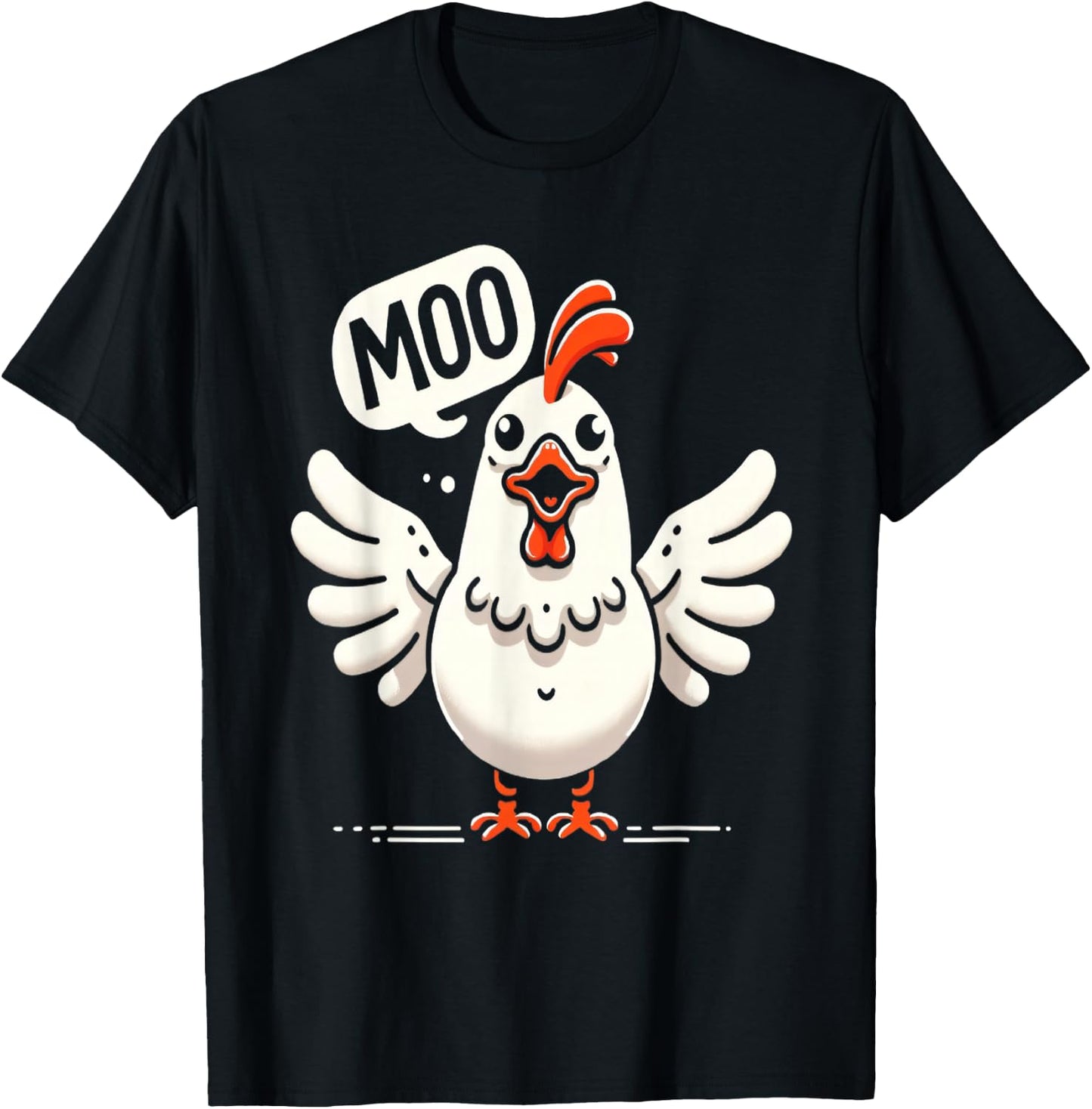 Moo Says the Chicken - Comical Cow-Chicken Fusion Graphic T-Shirt - T-Shirt | Black