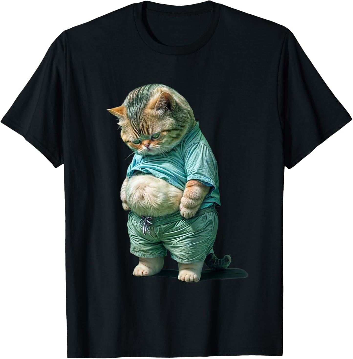 Funny Fat Cat IA Art Design Fat Kitten Cat Lover T-Shirt - T-Shirt | Black