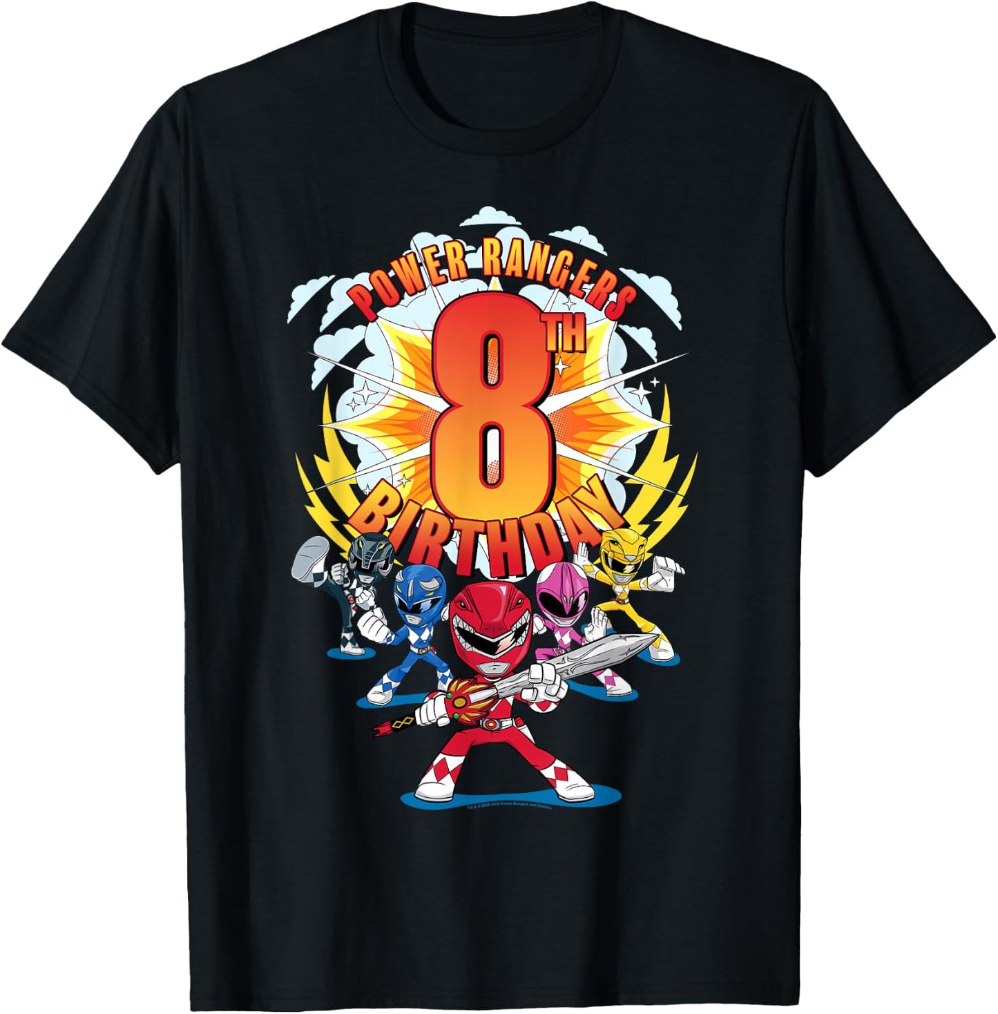 Power Rangers Awesome 8th Birthday Mini Action Shot T-Shirt - T-Shirt | Black
