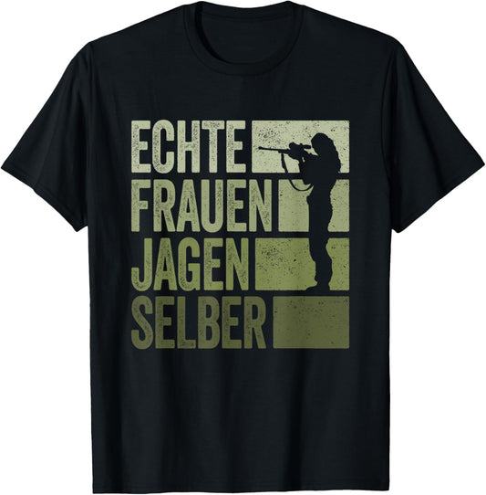 Women's with Hunter Motif, black T-Shirt - T-Shirt | Black
