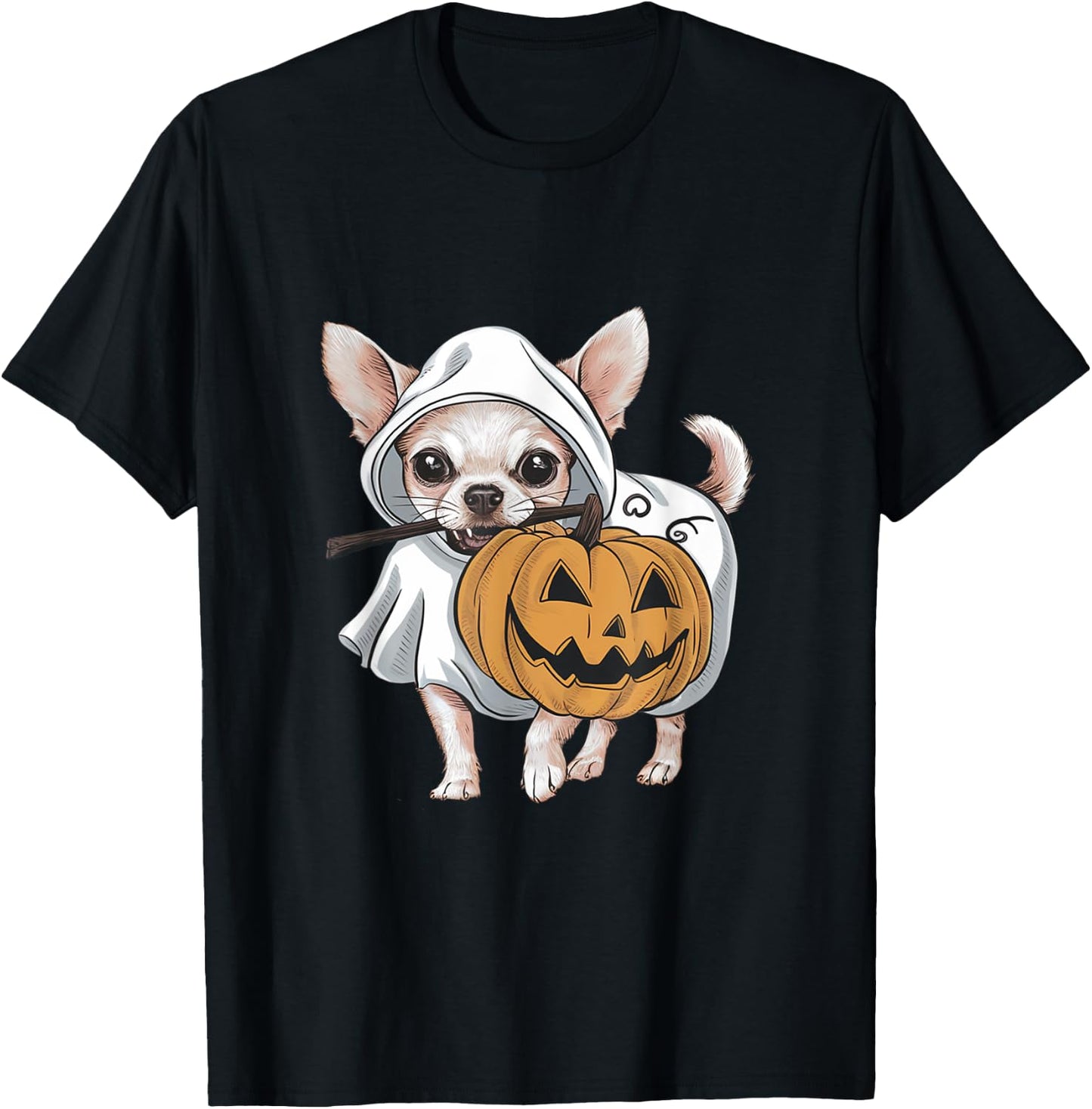Chihuahua Ghost Dog Halloween T-Shirt - T-Shirt | Black