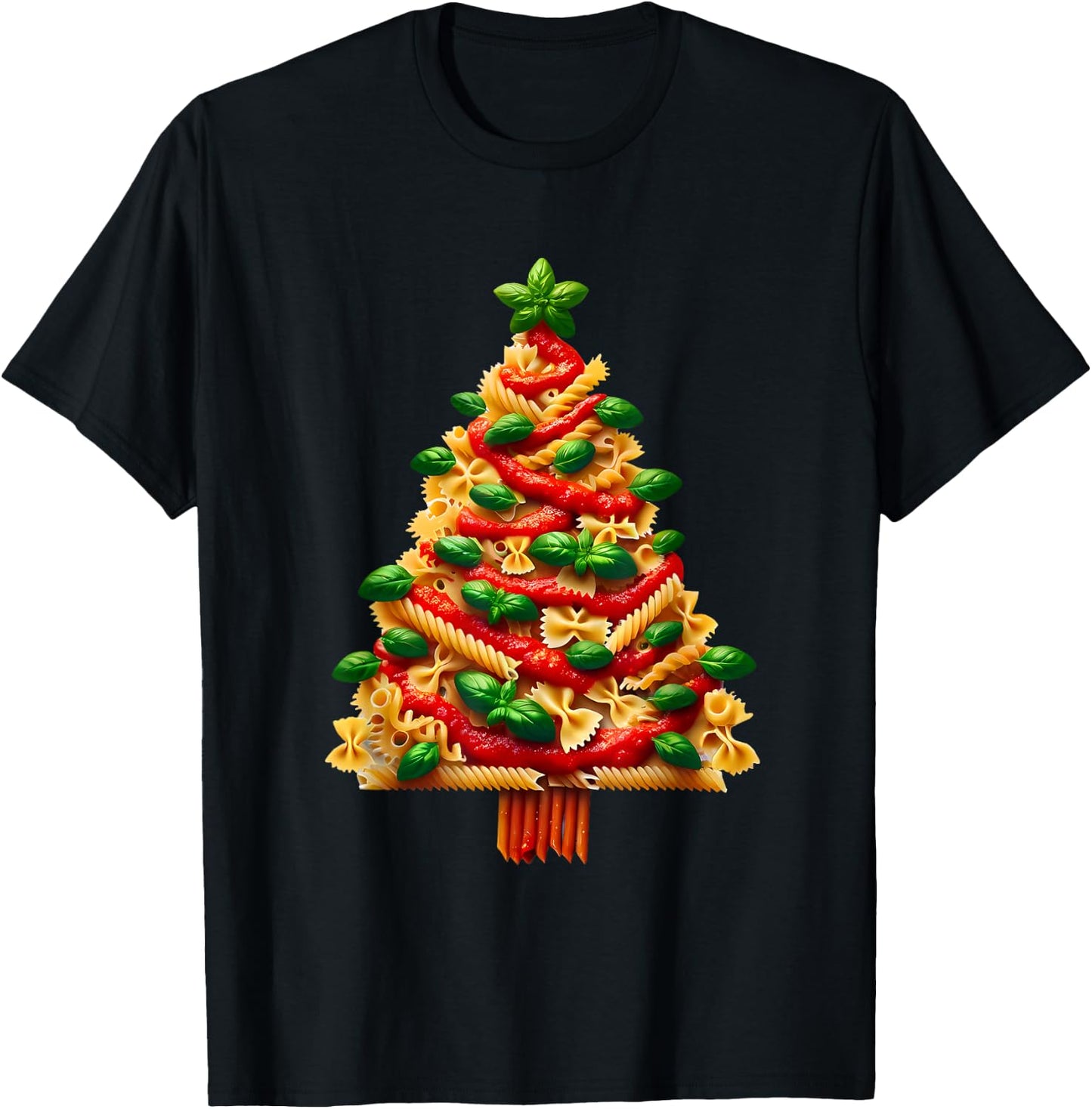 Funny Italian Pasta Christmas Tree Lights Xmas Women T-Shirt - T-Shirt | Black