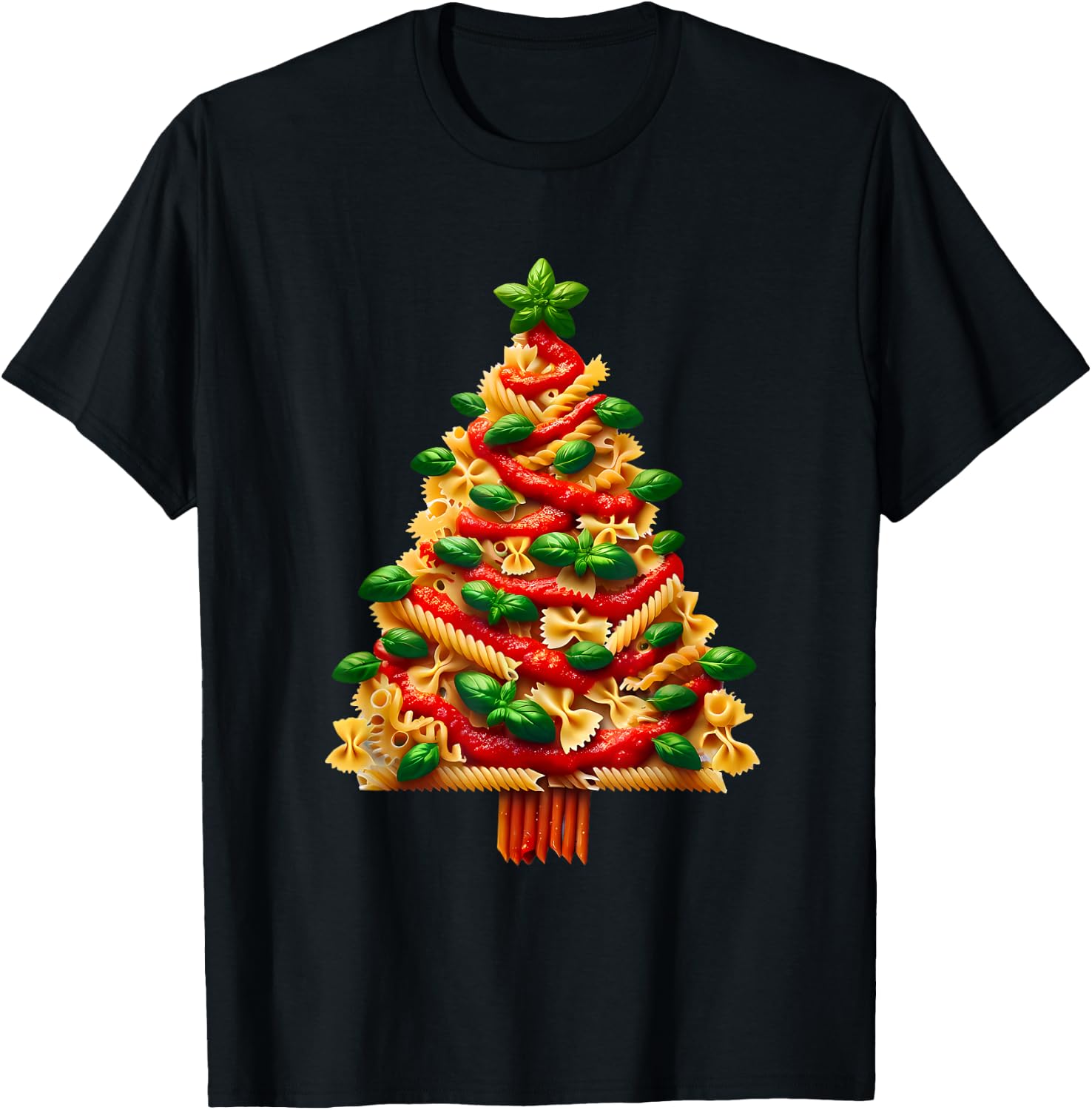 Funny Italian Pasta Christmas Tree Lights Xmas Women T-Shirt - T-Shirt | Black