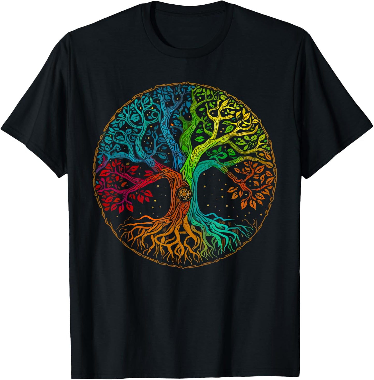 Tree of Life Nature Art - Psychedelic Outdoor Rainbow T-Shirt - T-Shirt | Black