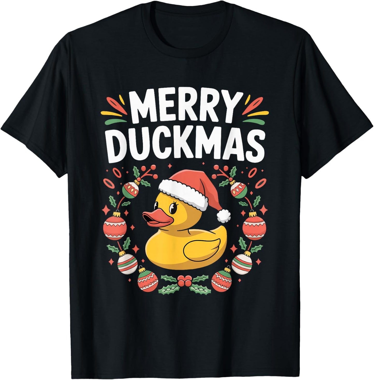 Merry Duckmas Christmas Rubber Duck T-Shirt - T-Shirt | Black