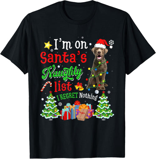 Labrador Dog On Santa's Naughty Funny List Xmas Women Kids