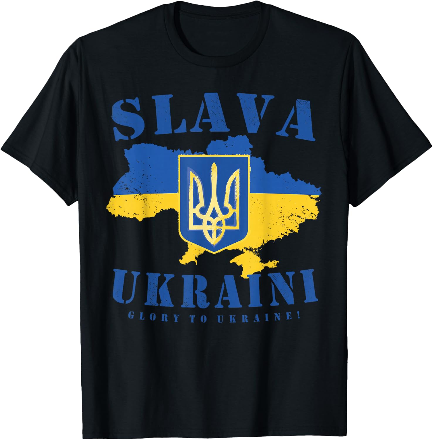 Slava Ukraini Ukrainian Tryzub Flag Glory To Ukraine T-Shirt - T-Shirt | Black