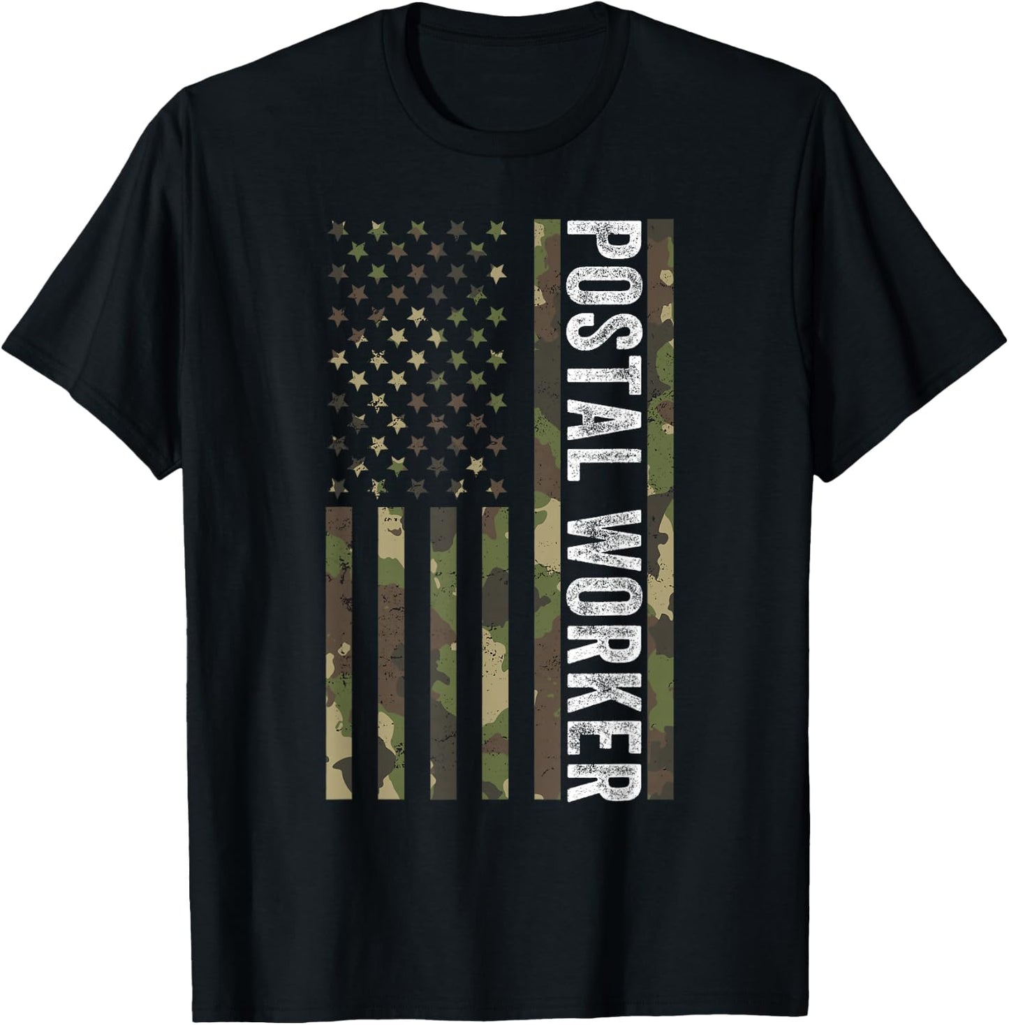 Postal Worker Camouflage American Flag US Postal Service Men T-Shirt - T-Shirt | Black