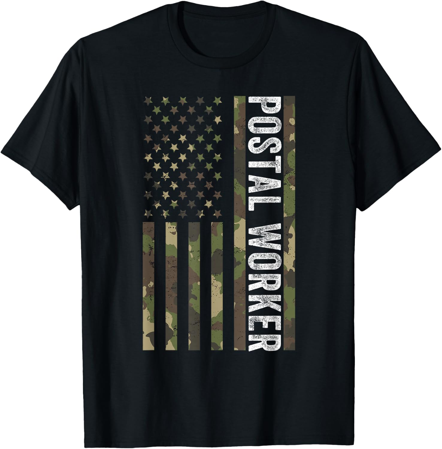 Postal Worker Camouflage American Flag US Postal Service Men T-Shirt - T-Shirt | Black