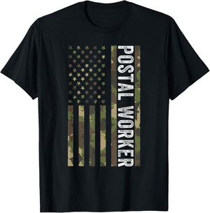 Postal Worker Camouflage American Flag US Postal Service Men T-Shirt - T-Shirt | Black