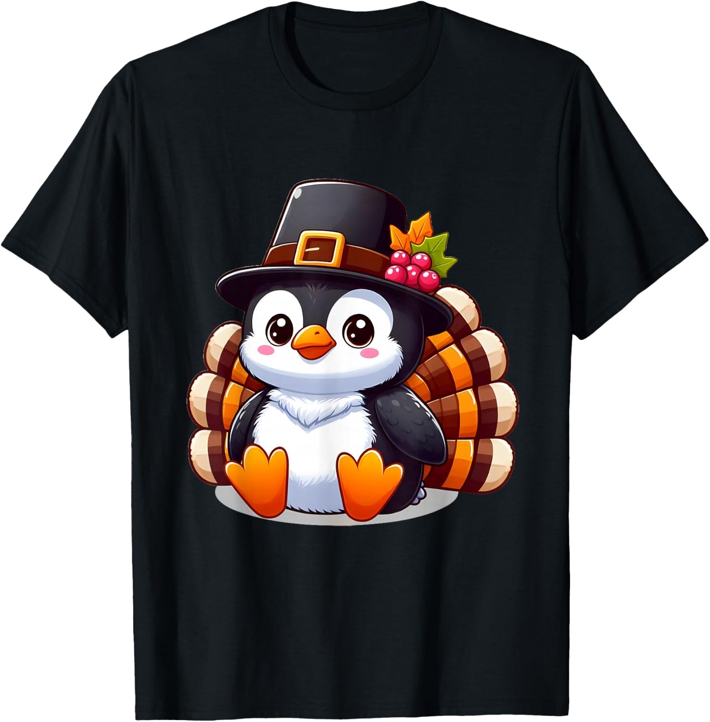Thanksgiving Penguin Collection Thanksgiving Penguin - -Adult, Black, Small, Short Sleeve T-Shirt - T-Shirt | Black