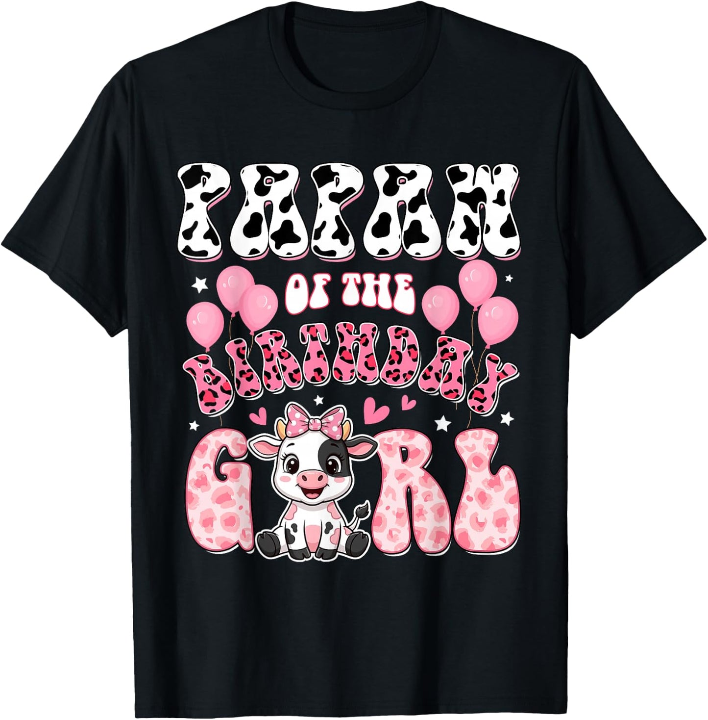 Papaw of The Birthday Girl Cow Farm Family 1St Birthday T-Shirt - T-Shirt | Black