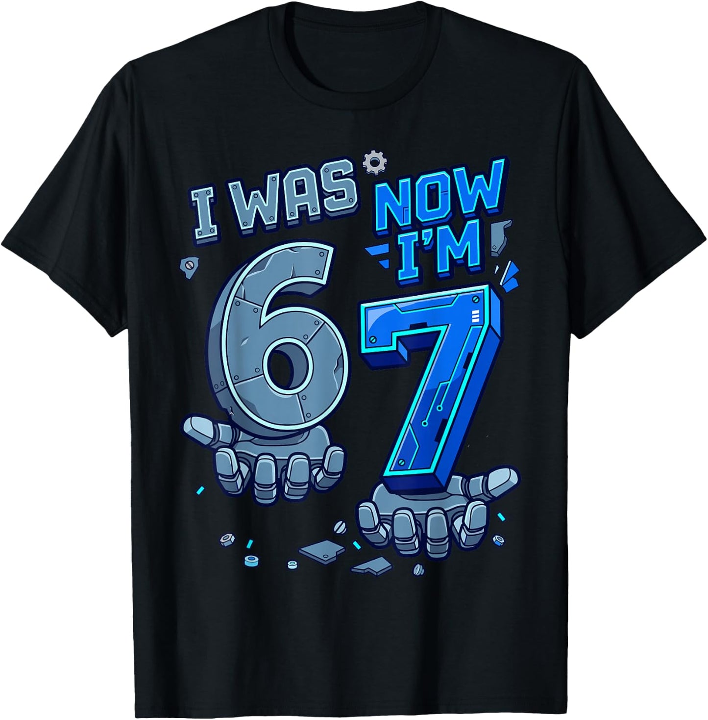 I was 6 Now I'm 7 7th Birthday Robot 6 7 Birthday Boys T-Shirt - T-Shirt | Black