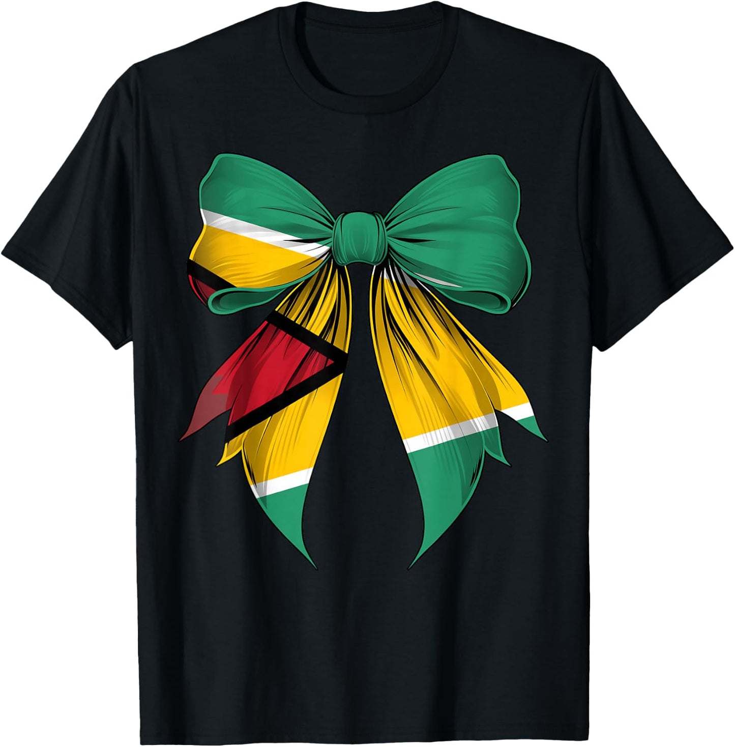 Guyana Flag Guyanese Pride Coquette Ribbon T-Shirt - T-Shirt | Black