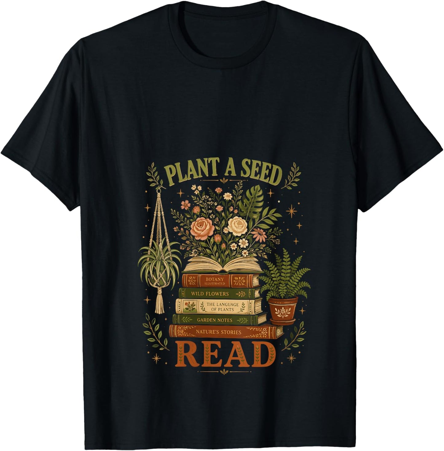 Women's Plant A Seed Read Summer Reading 2026 Teacher Librarian Book V-Neck T-Shirt - T-Shirt | Black