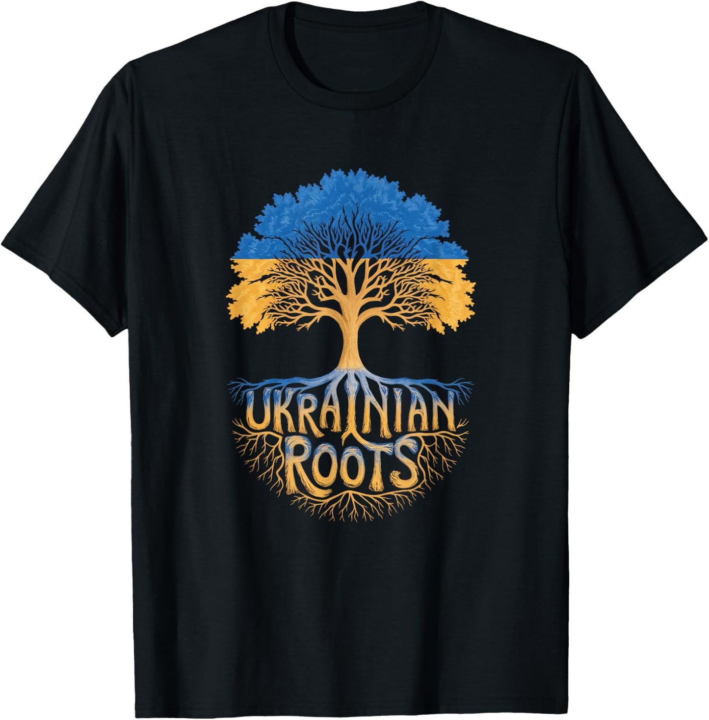 Ukrainian Roots - Ukraine Flag Colors Family Tree Souvenir T-Shirt - T-Shirt | Black