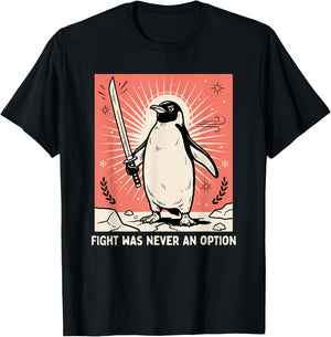 Flight was Never an Option Funny Penguin with Knife Retro T-Shirt - T-Shirt | Black