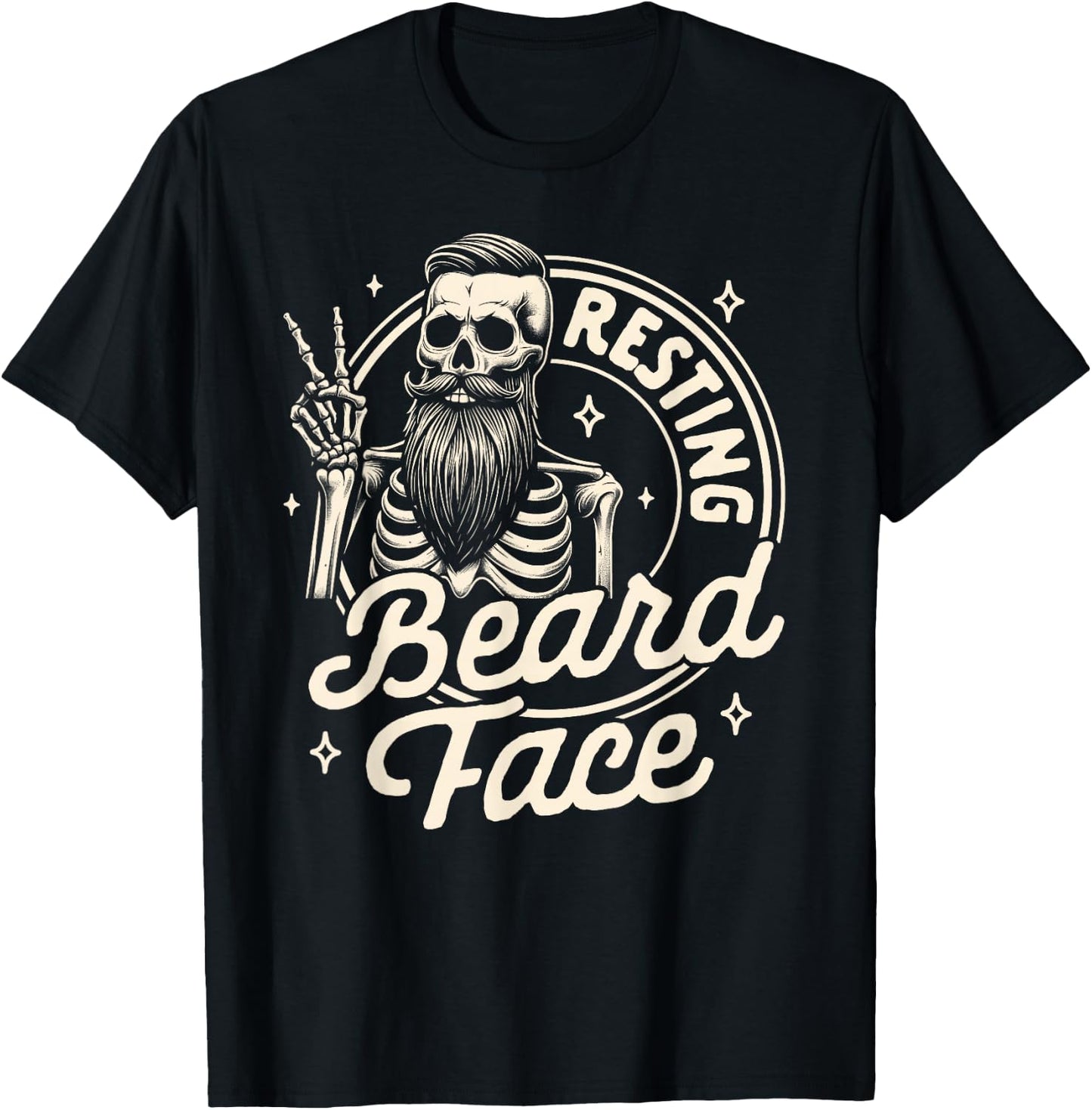 Bearded Dad Daddy Papa Father’s Day Resting Beard Face T-Shirt - T-Shirt | Black